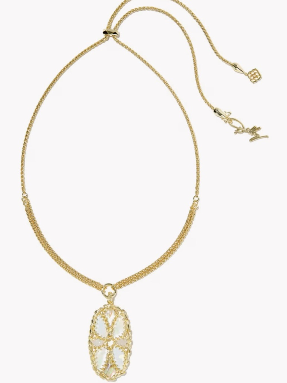 dolly parton x kendra scott patchwork gold long pendant necklace